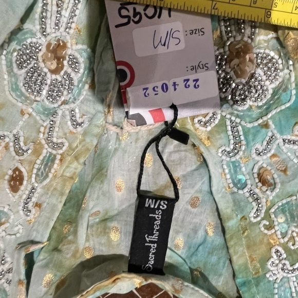NWT  small boho shirt light green by sacred thread lightweight trending - Picture 3 of 13